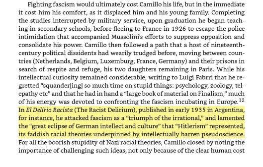 The image shows an extract from the introduction to Journey through Utopia, by Maria Luisa Berneri, in which her father's book, The Racist Delirium, is discussed.